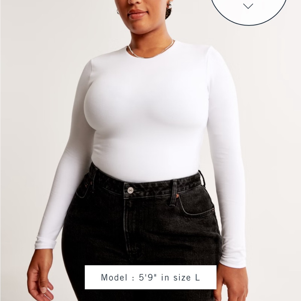 Abercrombie & Fitch Long-Sleeve Cotton-Blend Seamless Fabric Crew Bodysuit